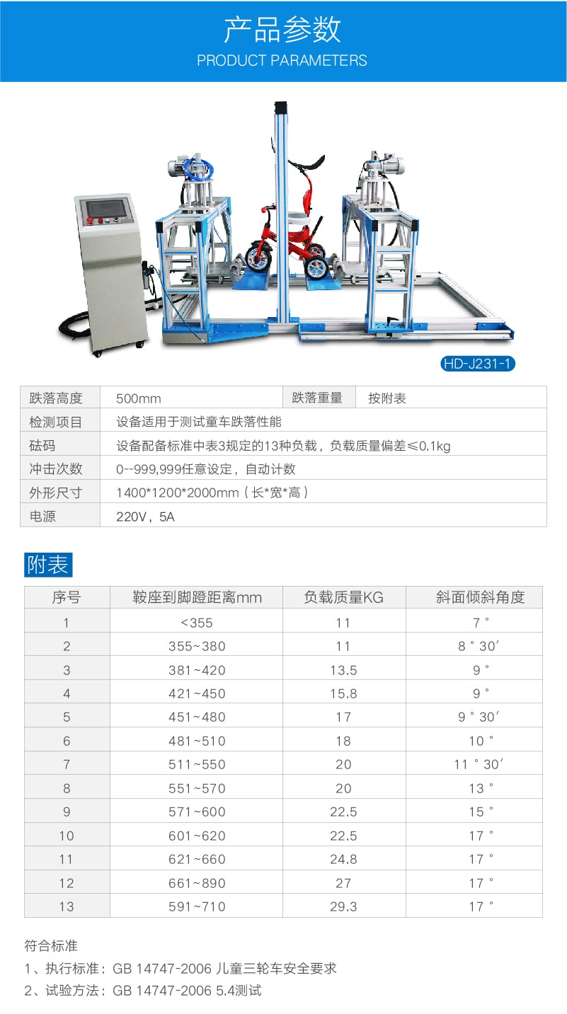 HD-J231-1童車三輪車跌落試驗機 (5)